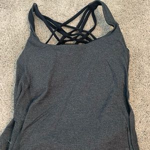 Lulu open back tank with built in sports bra